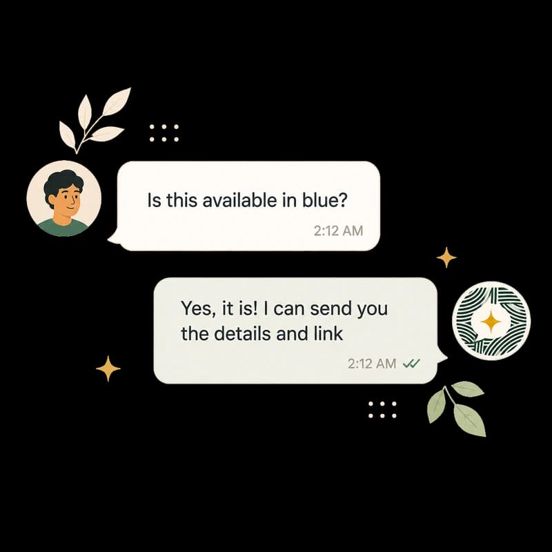 Kasbly website chat answering a shopper's question